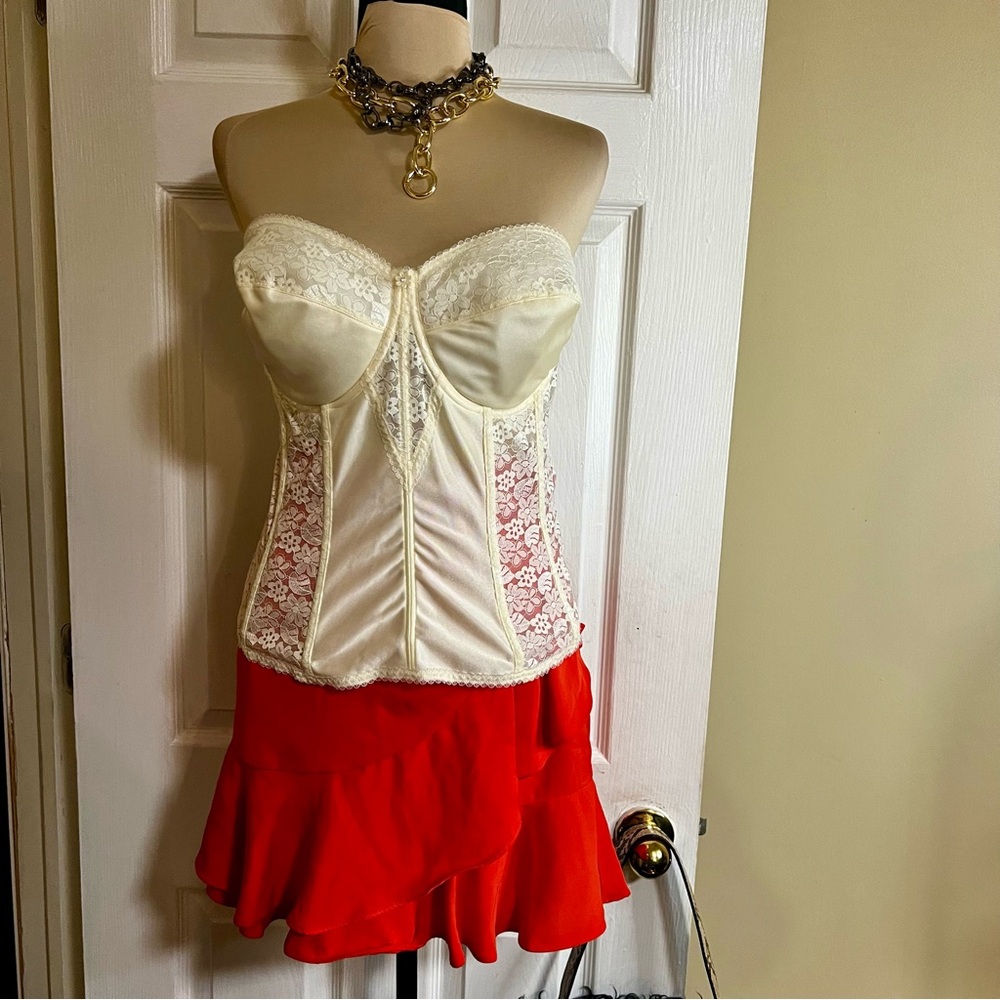 Dominique Lace Corset Boning Bridal Formal‎ Victorian Cosplay Strapless Bra 38DD